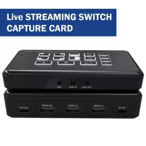 호환 2채널 HDMI 라이브 스트리밍 비디오 믹서 스위처 2채널 입력 1080P USB C 비디오 캡처 카드 카메라 게