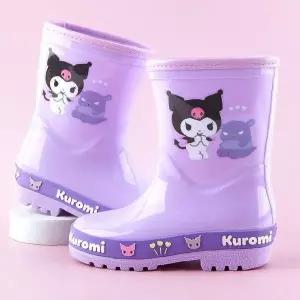 아동 장화 캐릭터 프린팅 방수 우천용 신발 보라색 레인슈즈 유아 어린이 빗길