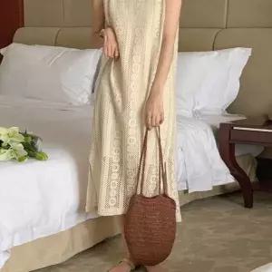 [에이치플러스몰]ToB 레이스 드레스 휴양지 캐주얼 민소매 원피스