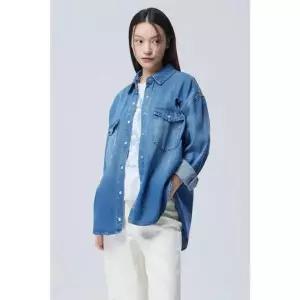 [베네통][26S/S] 퍼피 자수 데님 블라우스 BABL91611[35750517]