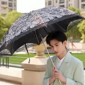 [NS홈쇼핑]2단 경량 고급 접이식 겸용 우산 양산 레이스 휴대용 심플한 디자인..