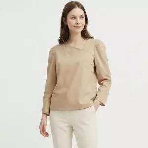 [NS홈쇼핑][샵앤] 여성 사선 절개 퍼프소매 심플 면100 블라우스 EAN-WBL-21095..