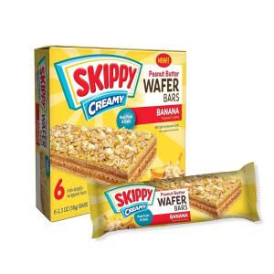 스키피 크리미 땅콩버터 웨이퍼 바, 진짜 과일과 귀리가 들어간 바나나 맛, 개별 포장 바 6개(7.8온스 박스)