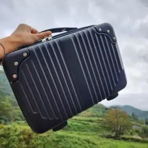 레트로 스타일 14인치 기내용 소형 캐리어 블랙 출장용 메이크업