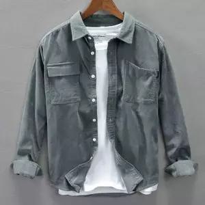 남성 남방 골덴 투포켓 대학생 심플 긴팔 캐주얼 루즈핏 코듀로이