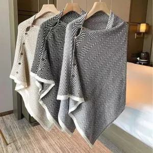 버튼 니트 얇은 숄 머플러 조끼 코트 망토 숄 케이프 가디건