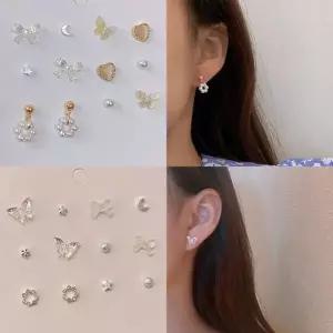 미니 컬러풀 은침 귀걸이 S925 진주 하트 달 별 리본 반달 데일리