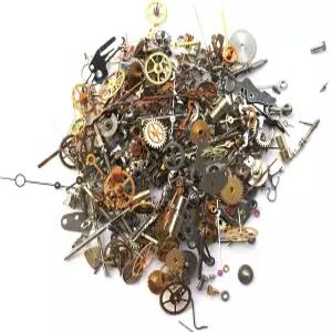 스팀펑크 시계 부품 및 바퀴 왕관 150개 기어 줄기 등 빈티지 톱니바퀴 작은 이상의 손