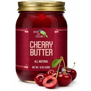 그린 제이 고메 체리 버터 - 천연 텐 프리 과일 스프레드 - 신선한 체리를 곁들인 체리 스프레드 - 고메 과일 버터 - 옥수수 시럽, 방부제 또는 트랜스 지방 없음 - 19온스