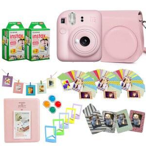 후지필름 인스탁스 미니 12 인스턴트 마그네틱 프로 번들 키트 카메라 앨범 보호 프레임 액세서리 케이스 핑크 디자인 블룸 40매
