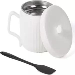 스트레이너가 있는 루나비타 베이컨 그리스 용기 잡을 키퍼흰색 키퍼 오일 쉽게 베이컨용 수 지방 실리콘