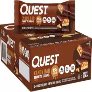 퀘스트 뉴트리션 프로틴 바 땅콩 캐러멜 향 단백질 15g 설탕 2g 저설탕 텐 프리 12개 카운트