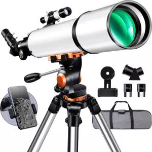 망원경 갤리예스 90mm 구경 600mm FL 고성능 금속 AZ 및 스테인리스 스틸 삼각대 휴대폰 어댑터 가방