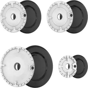 가스레인지 버너 캡 8개 금속 쿡탑 및 헤드 교체 키트 대부분의 버너에 적합한 쿠커 모자 세트 오목한 표면