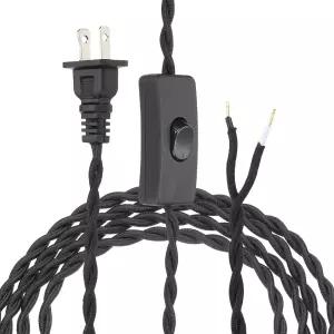 ucell 12Ft 182 트위스트 천 커버 완료 코드 DIY 빈티지 와이어 플러그가 배선 스위치 연장 있는 제거된