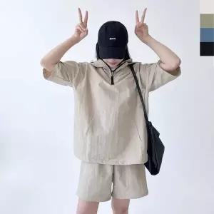 [셀러에이드]TBZ GSS ST360W 여자 후드 아노락세트 커플 셋업 반팔 반바지 오버핏