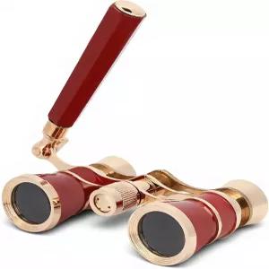 오페라 글라스 3배율 25구경 극장용 망원경 접이식 핸들 포함 콘서트 연극 여행 관광용 미니 (레드)