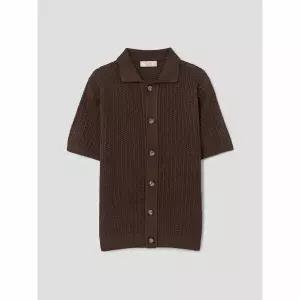 (LANSMERE) FERRANTE 린넨 코튼 혼방 니트 카디건 - 브라운 LA6451FR1D