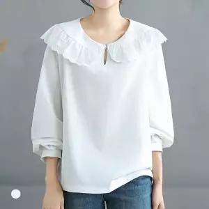 화세 펀칭레이스카라블라우스_HB6SBL009C