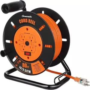 듀엔윌스 리트랙터블 익스텐션 코드 릴 실내 핸들 80피트 실외용 차단기 금속 헤비 되감기 목록에 오픈