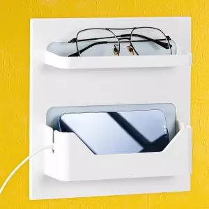 LALASTA 침대 옆 선반 접착식 침실 정리함 안경 이상적입니다 벽걸이형 휴대폰 리모컨 기숙사파란색에 가정