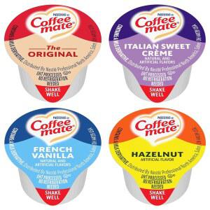 네슬레 커피 메이트 리퀴드 .375온스 버라이어티 팩 (4가지 맛) 100 카운트 오리지널, 프렌치 바닐라, 헤이즐넛, 이탈리안 스위트 크림 포함