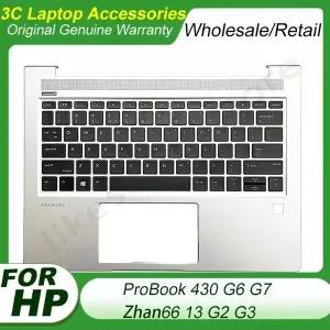 호환   미국식 라틴어 키보드 HP ProBook 430 G6 G7 Zhan 66 13 G2 G3 노트북 팜레스트 상단 케이스 상부