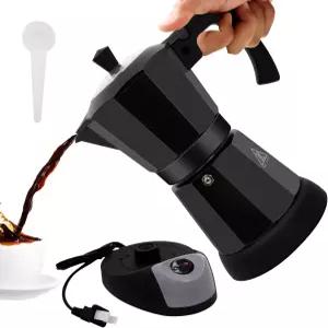 바올판트 전기 알루미늄 모카 포트 56컵 메이커 커피 가능한 커피포트 가정용 및 베이스 갖춘 에스프레소