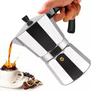 볼벤트 2컵 알루미늄 모카 포트 클래식 커피 그레카 이탈리아 에스프레소 카페 실버용 메이커 스토브탑