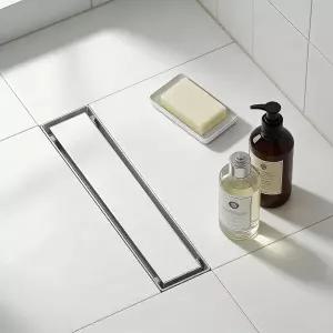 Evolvegoods 선형 샤워 배수구 타일 삽입 격자가 있는 12인치 트렌치 304 스테인리스 스틸 욕실 바닥 수평