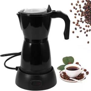 AOZBZ 커피 포트 전기 에스프레소 블랙 알루미늄 모카 방지 휴대용 및 탈착식 6컵 있는 300ml 메이커 450W