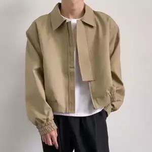 카라넥 크롭 점퍼 밑단 손목 밴딩 오버핏 점퍼 남자 얇은점퍼 가을