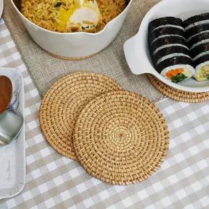 원형 라탄 코스터 13cm 컵받침 냄비받침 화분받침 티포트 받침 테이블 소품