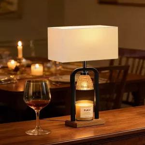 포캣 전기 캔들 워머 램프 블랙 타이머 디머 및 나무 같은 베이스가 있는 왁스 라이트 병 하우스 워밍용
