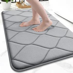 스미리 메모리 폼 목욕 매트 24인치 x16 울트라 소프트 논슬립 욕실 러그 플러시 흡수성 퀵 드라이 및