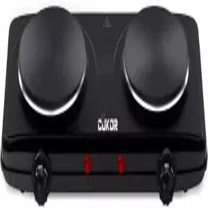 CUKOR 더블 주철 2구 1800W 카운터탑 버너 듀얼 전기 스토브 휴대용 조리