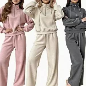 여성 겨울 기모 반집업 트레이닝 상하세트