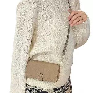 가죽 핸들형 카드수납 지퍼 크로스 장지갑