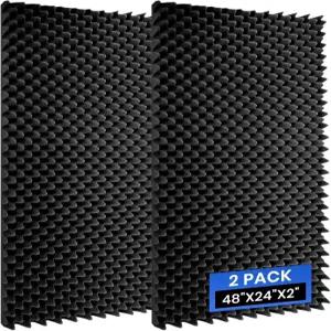 음향 폼 패널 2팩 48인치 X24인치 X2인치 상자 방음 고밀도 노이즈 캔슬링 방음벽 스튜디오 사무실
