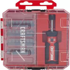 CRAFTSMAN 토크 드라이버 세트 (수납 포함) 1인치 십자 일자 육각 톡스 및 사각 비트 29종 (CMHT68130)