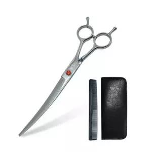 강아지 실버 커브가위 빗 케이스 포함 셀프미용 반려동물 미용가위
