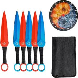 타겟 마스터 9인치 6피스 블랙 스테인리스 스틸 블레이드 세트 그린 코드 랩 핸들 및 나일론 시스 포함