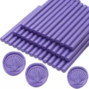 왁스 씰 스탬프용 건 씰링 미니 보라색 스틱 선물용으로 40개 진주 좋습니다 크리스마스 청첩장