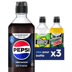 소다스트림 펩시 스타리 MTN 듀 버라이어티 팩 제로 슈가 뉴 푸어 보틀 440ml (3팩)