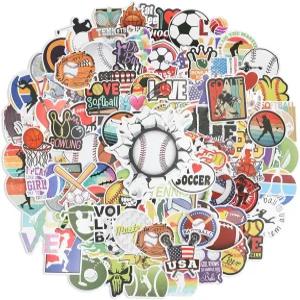 JOFONY 100CS 스포츠 스티커 귀여운 야구 축구공 비닐 방수 데칼 물병 노트북 생일 선물 용품