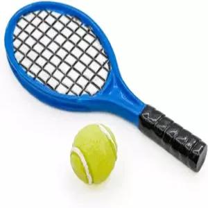 파란색과 초록색 1세트 1/12 미니어처 테니스 라켓 인형의 집 액세서리 미니 장식 장난감