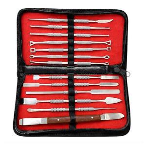 Zyrev 13피스 스테인리스 스틸 이중 끝 조각 점토 케이스(실버) 도구 가죽 세트