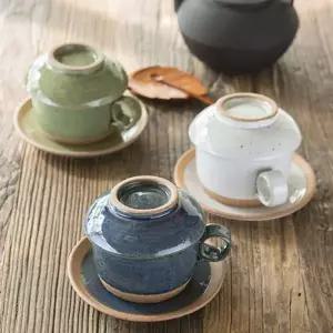 이천도자기 진 일자 뚜껑 커피잔 받침 1인세트 선물용 찻잔 다기