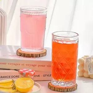패턴 유리 컵 홈카페 유리 컵 다용도 디자인 예쁜 선물 투명 아이스