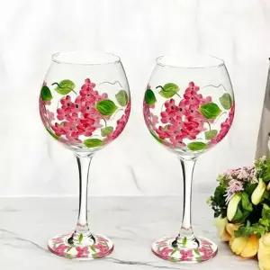 꽃무늬 유리 잔 홈카페 유리 컵 고급 러블리 디자인 크리스탈